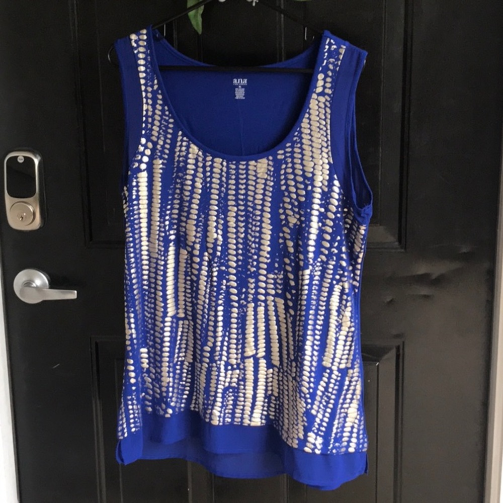 Metallic silver on cobalt blue by a.n.a.  NWOT